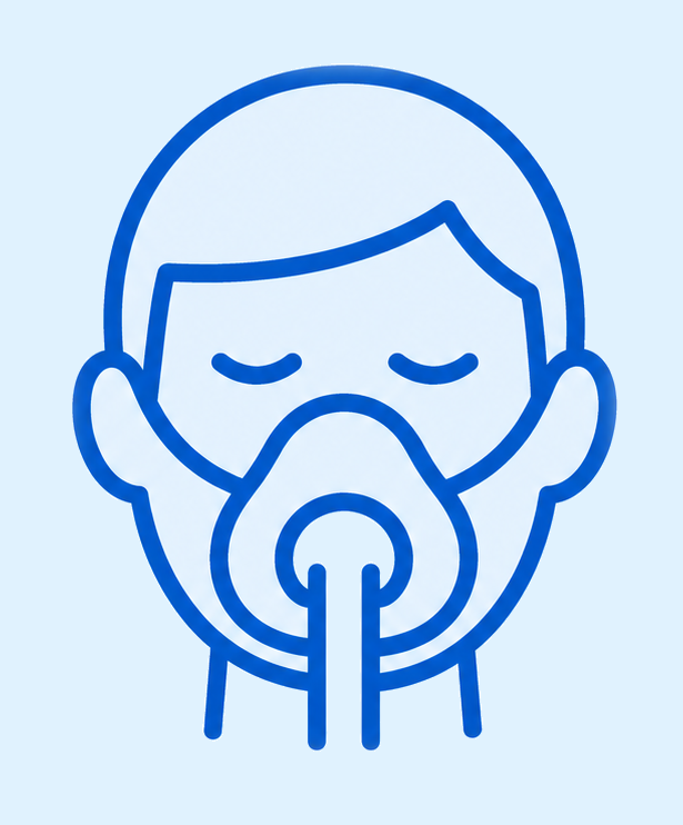 Icono de equipo CPAP para uso con agua bidestilada